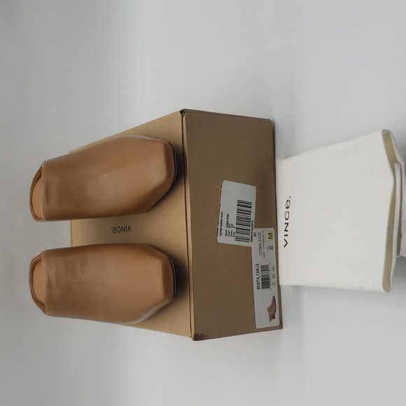 385- Vince Benita Women's Mules Genuine Leather Size 8 M Tan Color NWT - Picture 4 of 9